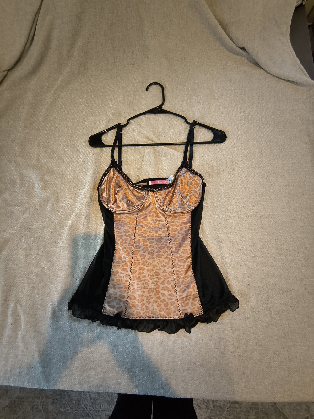 Vintage Y2k Leopard Satin Lingerie/ Camisole with Black Sides